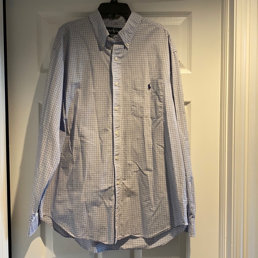 Ralph Lauren men’s shirt 17 34-35 XL blue & white